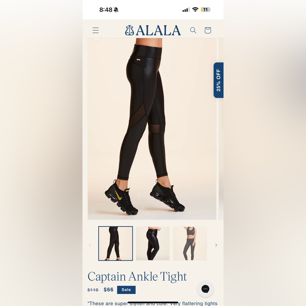 NWT Alala Black Captain Ankle Leggings size M